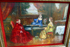 oil painting hand painted on canvas musical recital with Cardinal by R. Sanchez
