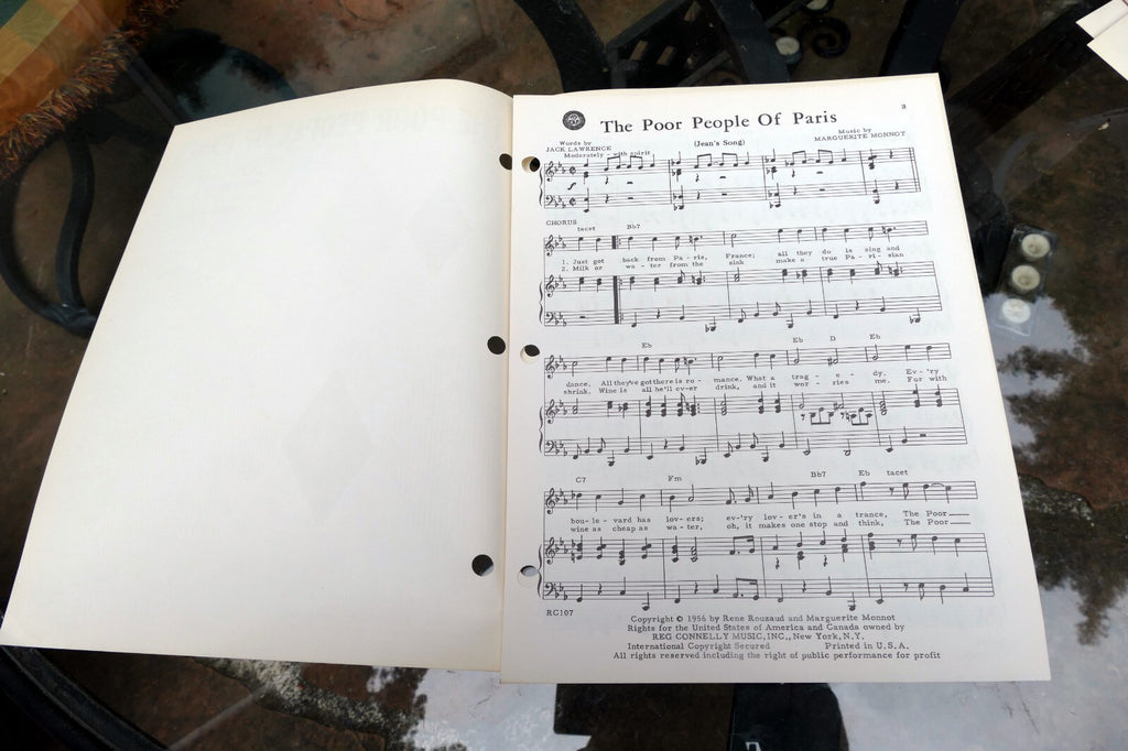 The Poor People Of Paris Jack Lawrence Marguerite Monnot  1956 Sheet Music Jean