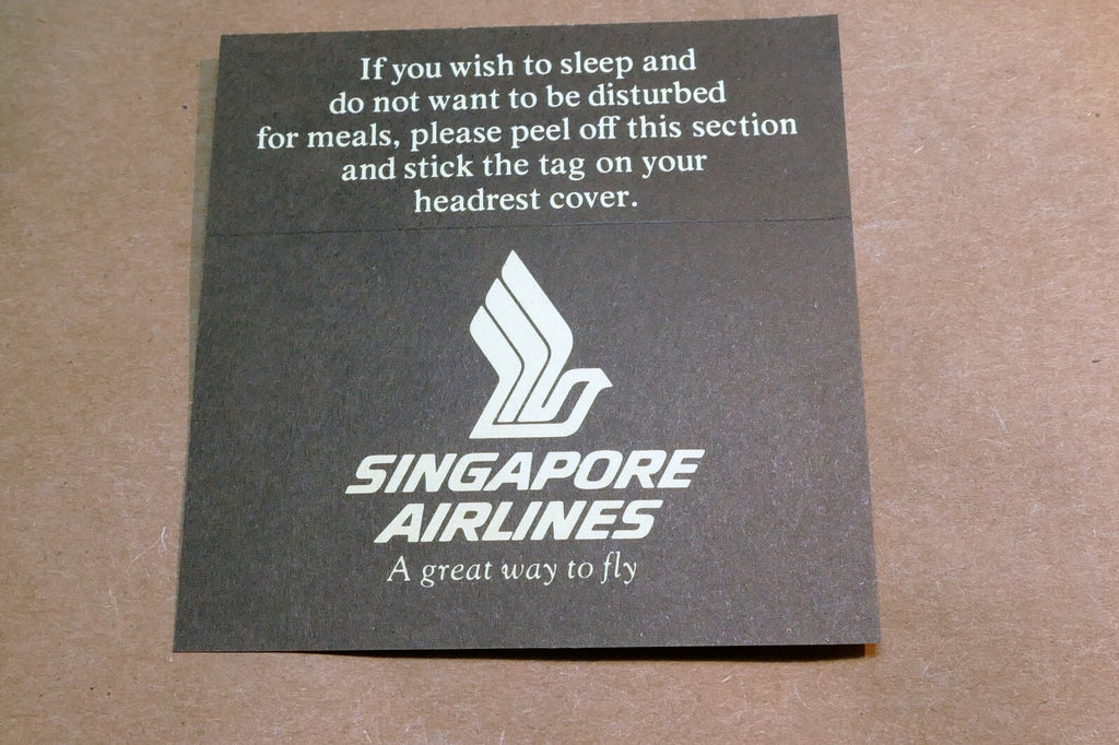 Singapore Airlines Airplane " Do Not Disturb" Note