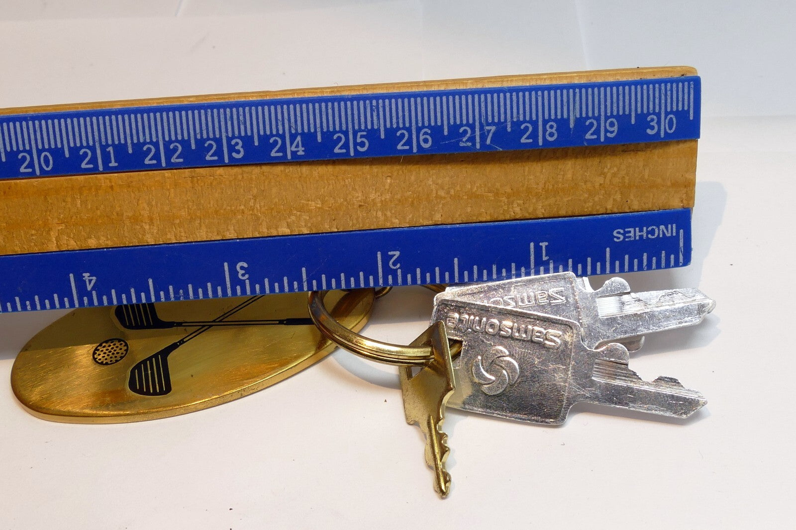 Golf Bag with Clubs Brass Key Chain 2.5 Inch Engravable Samsonite keys