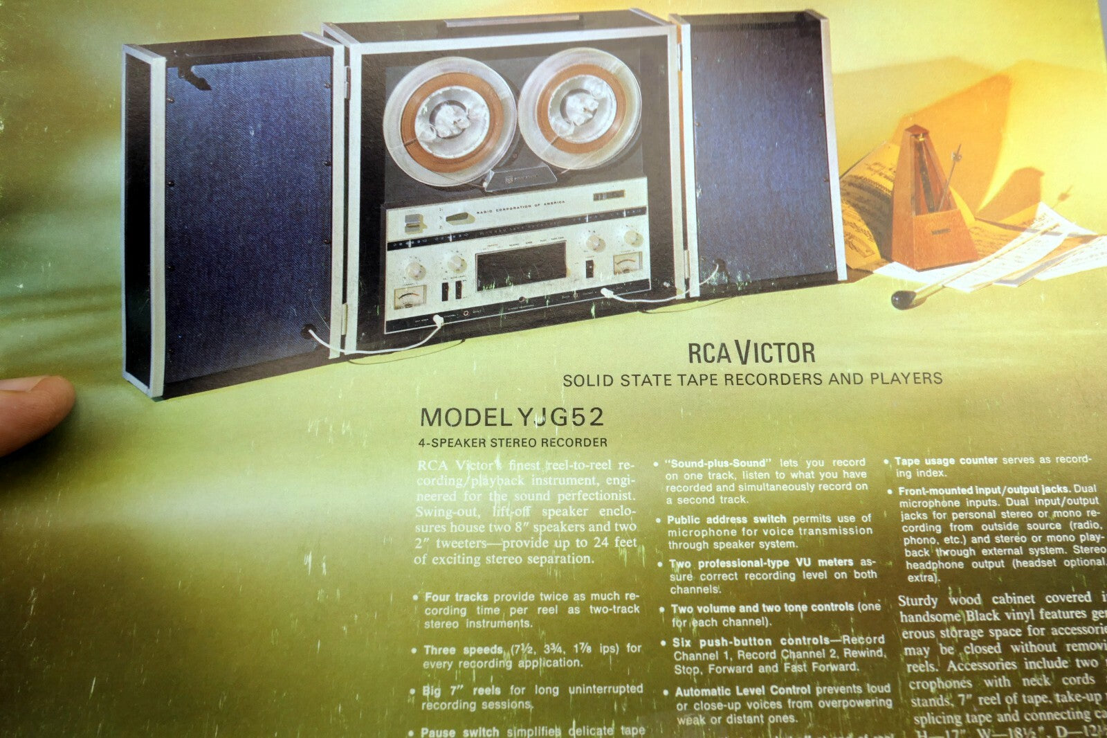 RCA CATALOG Brochure Ad YJG52 Solid State tape Recorders Players