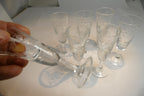 Lot of 7 Clear Crystal Goblets Cut Grape Ridges 1 oz Footed  Goblet small  set