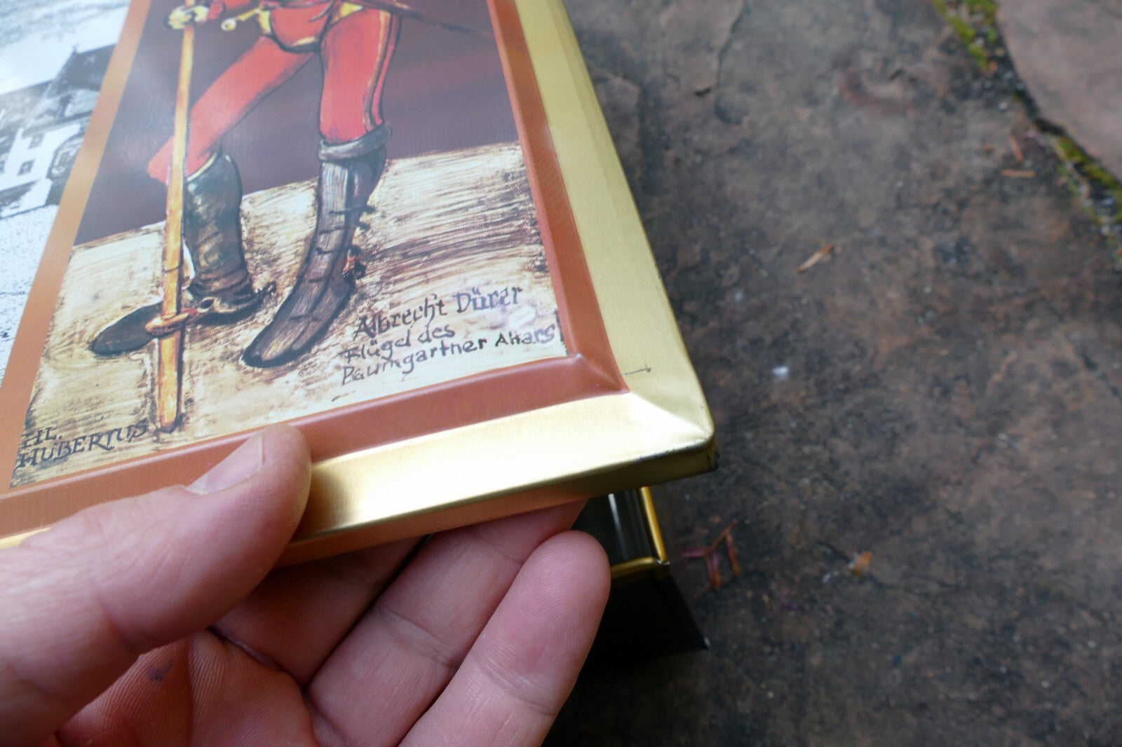 German Tin Box Schumann Nürnberger Burg Lebkuchen 12X15X5" large knight metal