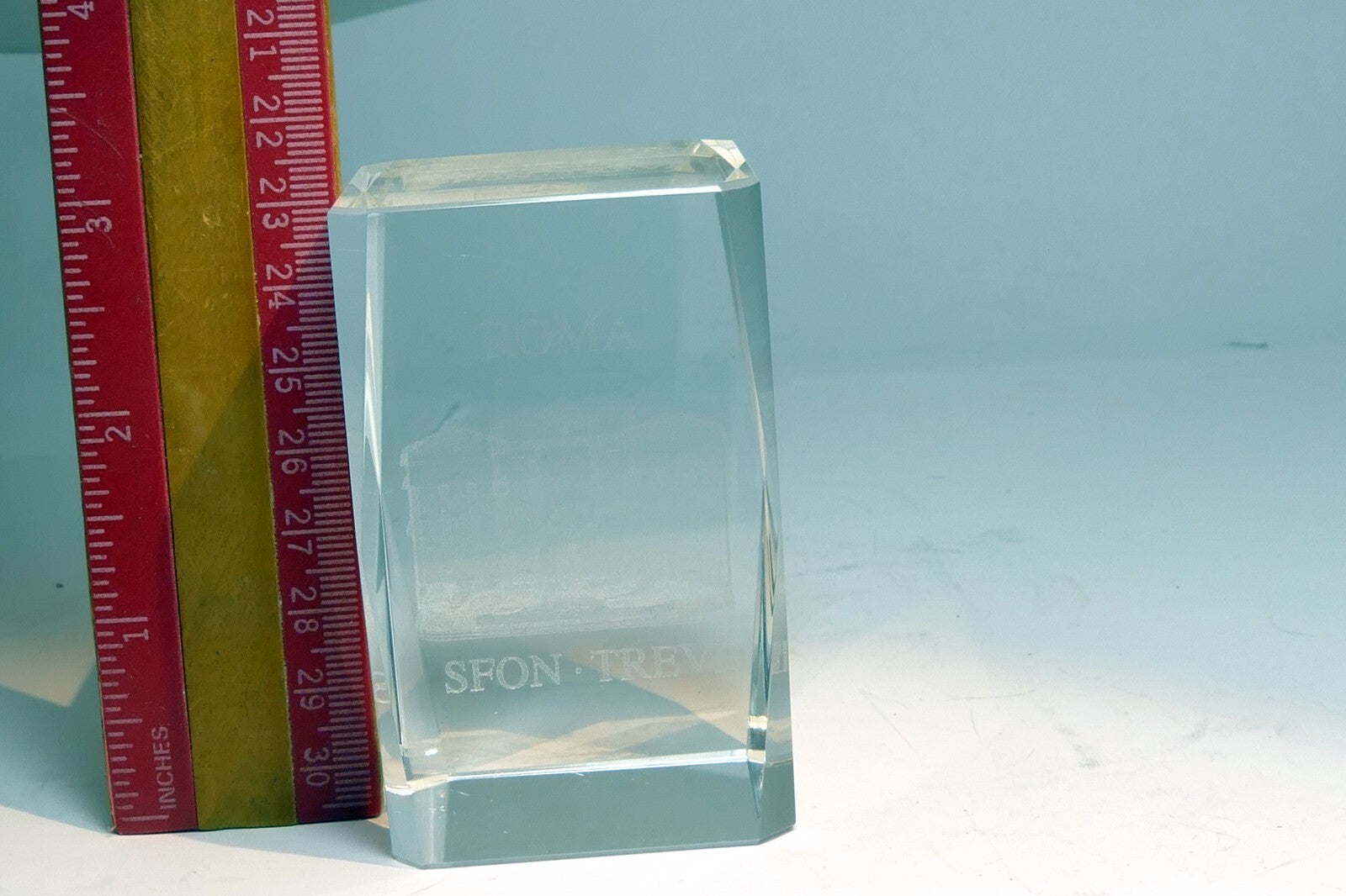 Rome Roma Laser Etch Glass Paperweight  Fontana Trevi  Fountain 3X2X2" crystal