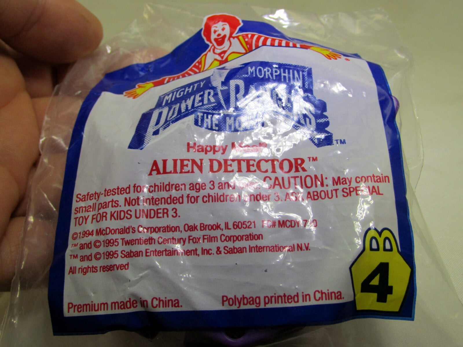Happy Meal Alien Detector McDonald's 1995  - NEW Power Rangers Movie #4