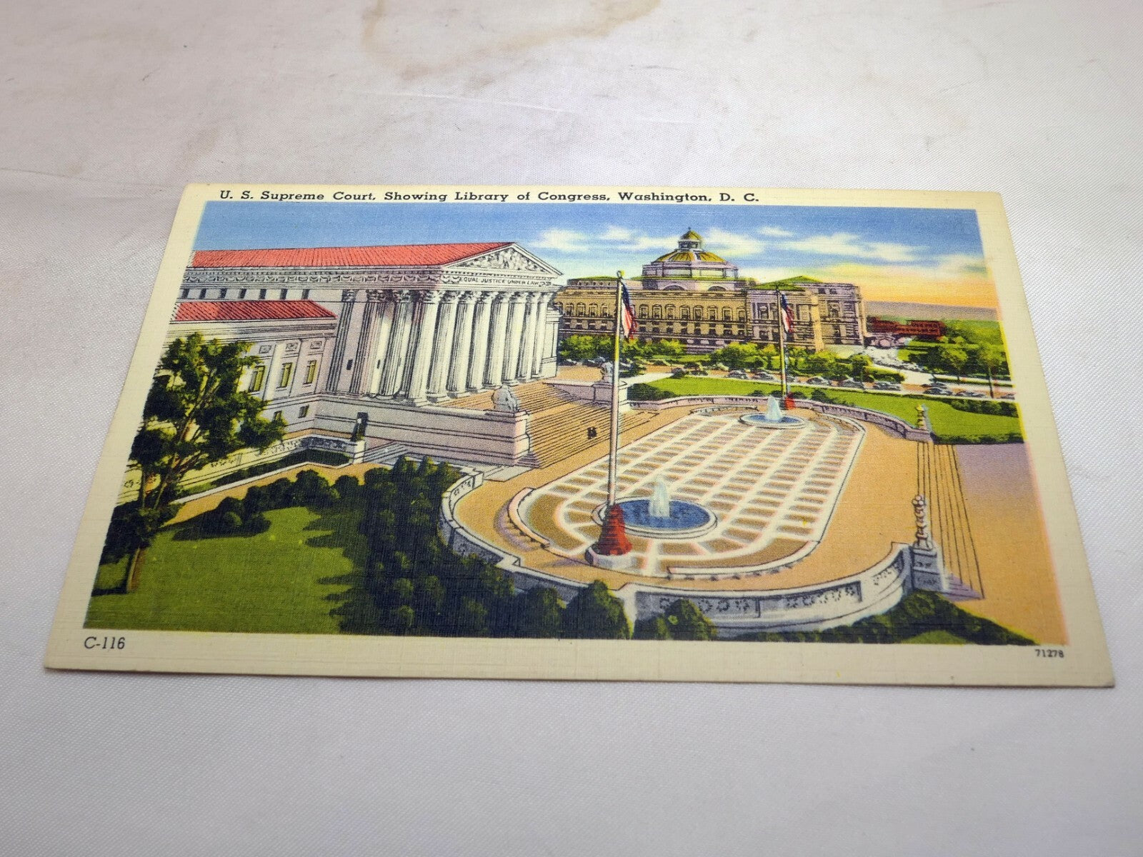 Post Card Supreme Court Library Congress Washington DC 186 Linen 1940's unposted