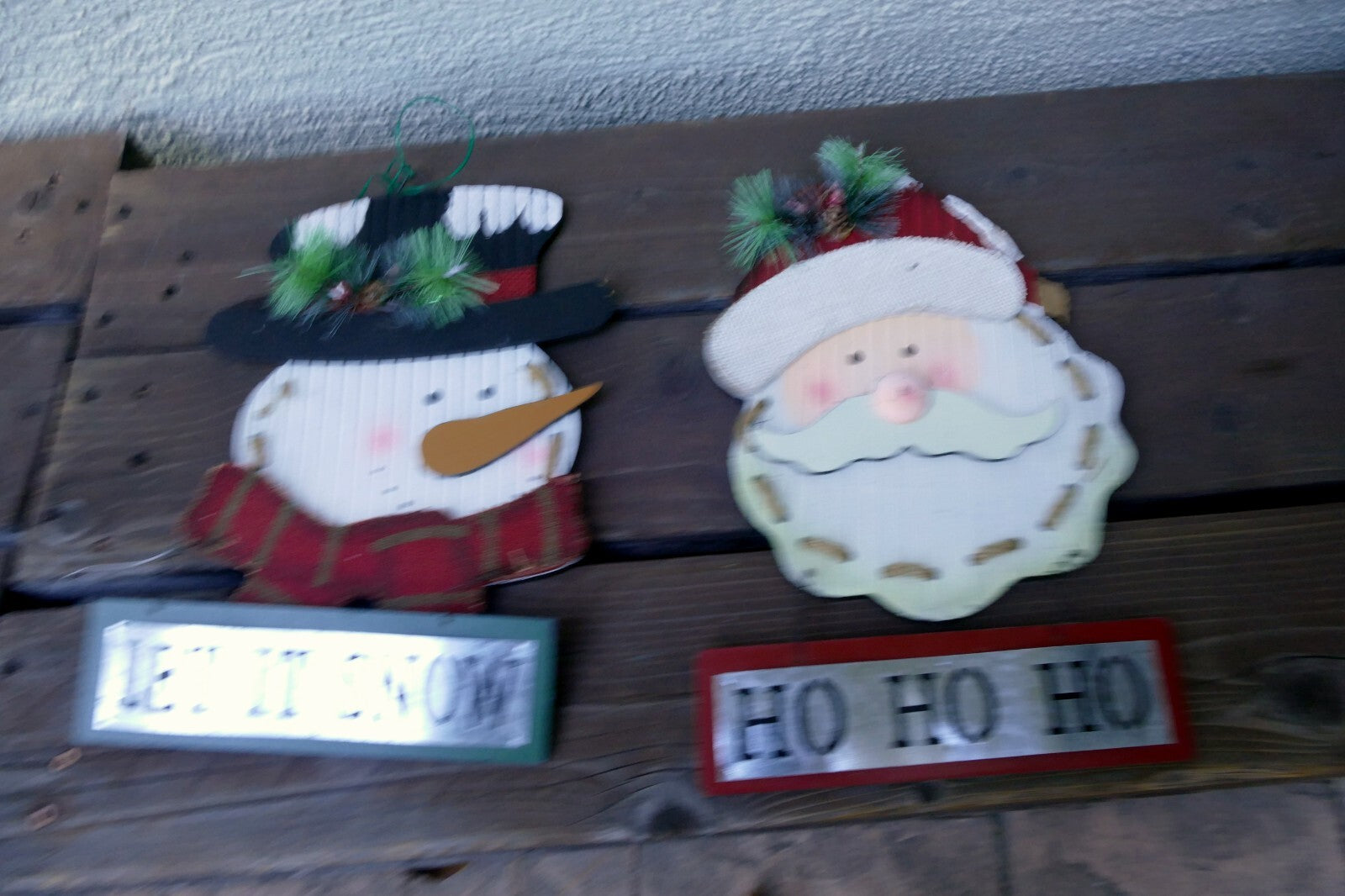Christmas Decor Santa Claus Ho Ho Ho Door Hanger Decoration 18" Snowman Let it