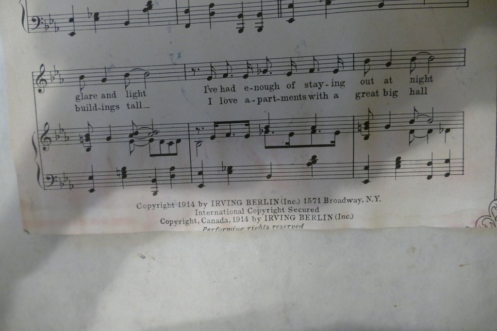 Settle Down In A One Horse Town, 1914,by Irving Berlin, Irving Berlin, Inc.