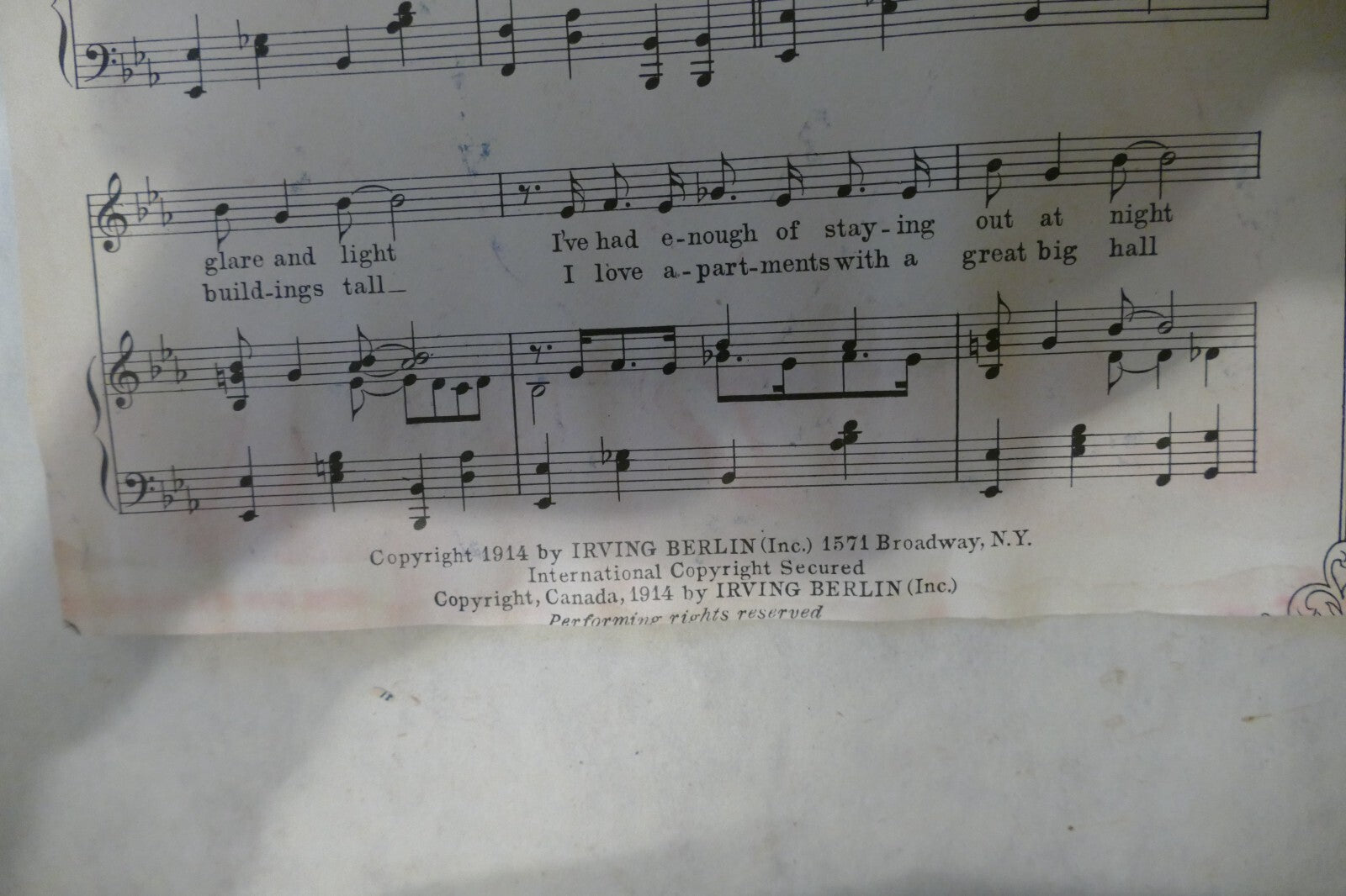 Settle Down In A One Horse Town, 1914,by Irving Berlin, Irving Berlin, Inc.