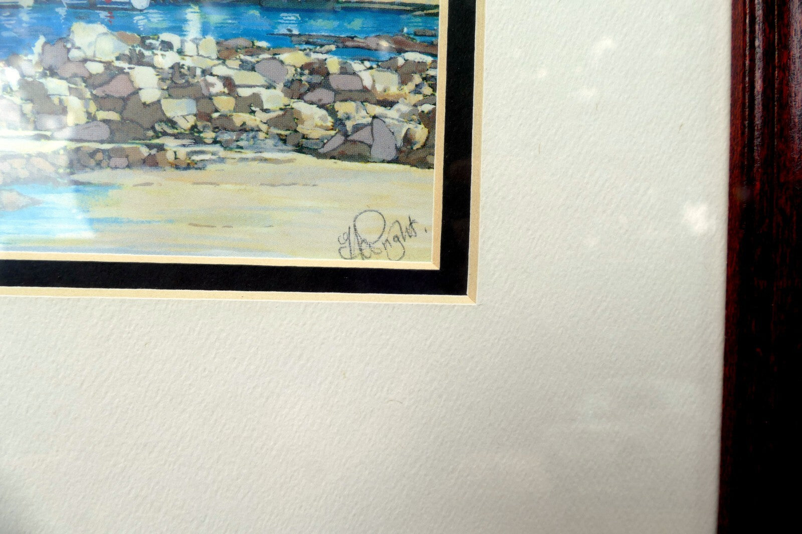 J H Wright Print Lithograph "Kulk Bay towards Simonstown" Cape 10X3.5" Signed