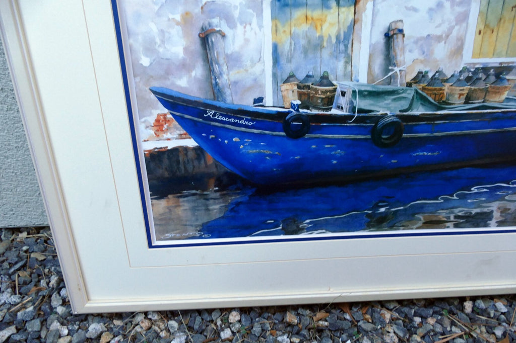 Steve Stento Watercolor "Alessandro" Italian Painting Print Venice Canal boat