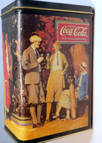 Coca cola tin can red & gold "delicious and refreshing" drink rectangle 6"