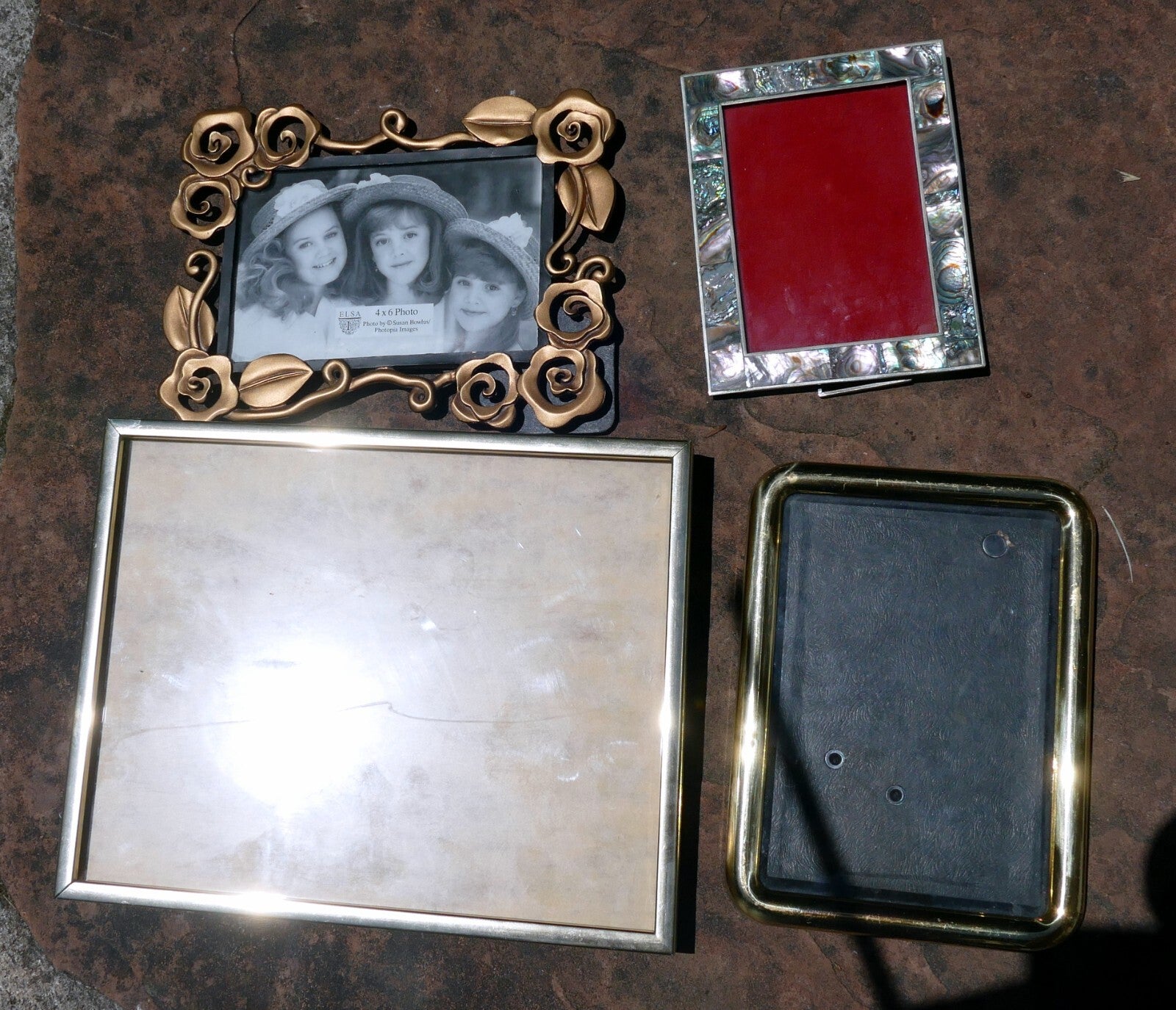 4x5 5x7 8x10" picture photo frame metal gold tone with glass pack of 4 mix lot