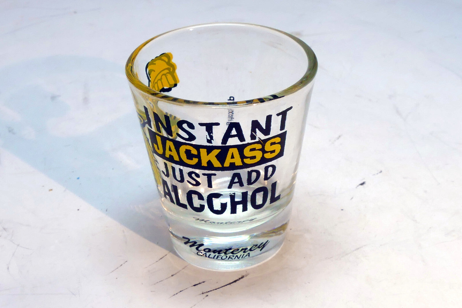 Instant JACKASS just add Alcohol Monterey California USA Shot Glass Souvenir