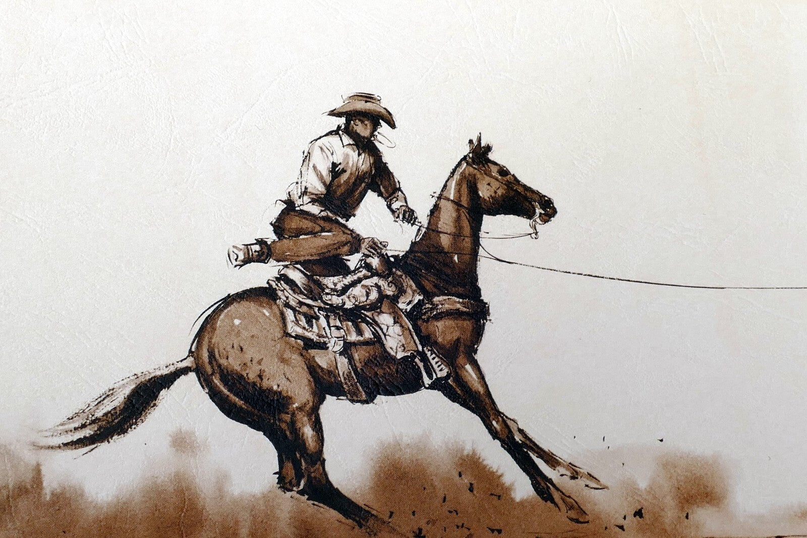 original artwork by artist  Rodeo Rider by Dick Rienstra Lithograph 10X20"