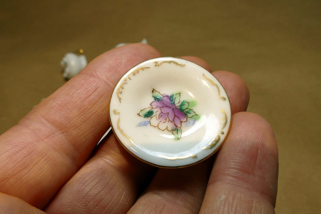 MINIATURE  CHINA VIOLETS FLOWERS PORCELAIN Tea Set JAPAN 7X11cm FLORAL DESIGN