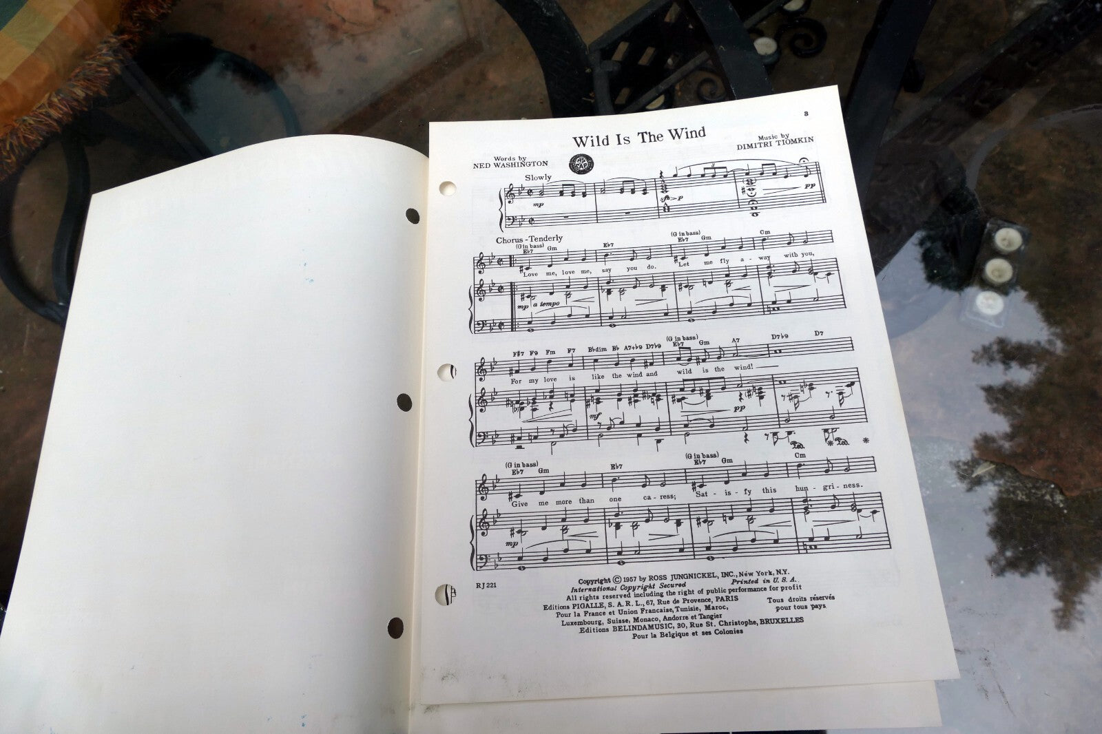 Wild is the Wind Washington Tiomkin Johnny Mathis sheet music 1957 soundtrack