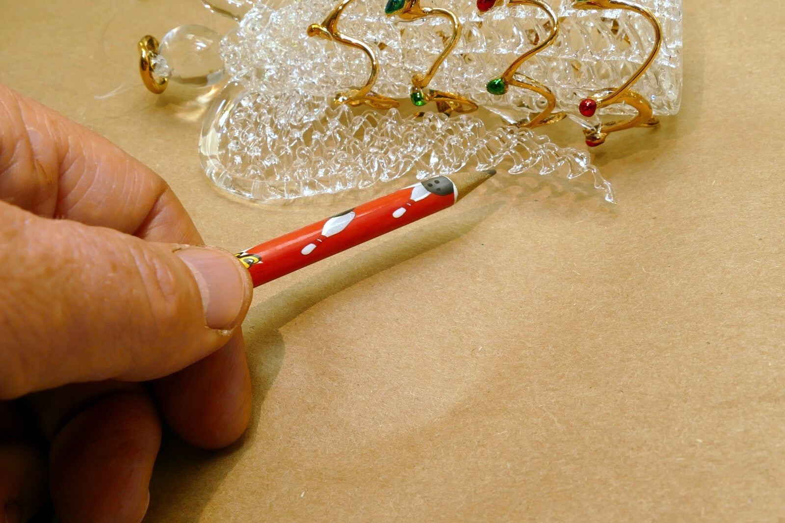 Spun Glass Crystal Christmas Ornament  gold green red hanging 6" tall Angel