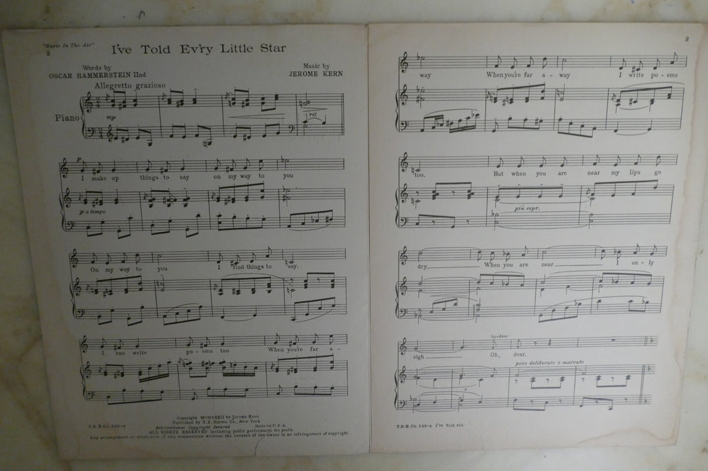 I've Told Ev'ry Little Star 1932 by Jerome Kern from "Music In The Air" musical