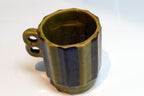 Green Japanese Stacking Double-Handled Coffee/Tea Cup Lines small 2" green brown