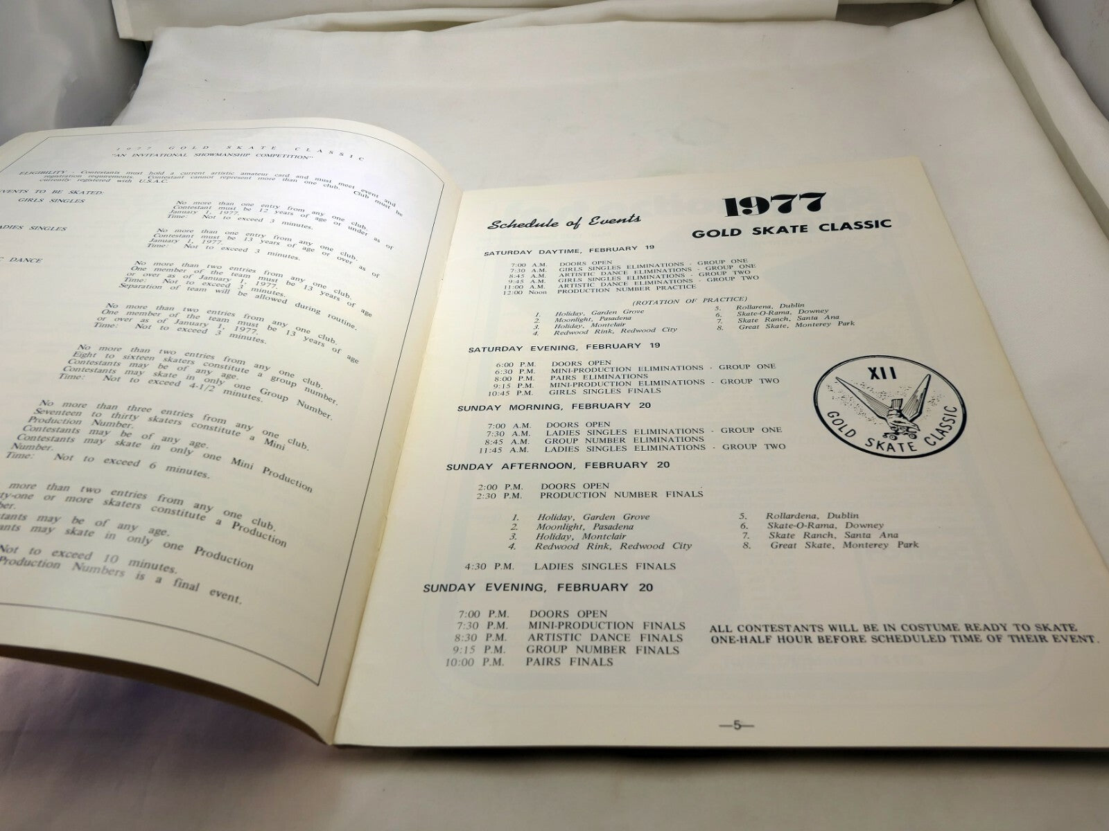 Gold Skate Classic 12th 1977 Program competition  BOOK BROCHURE