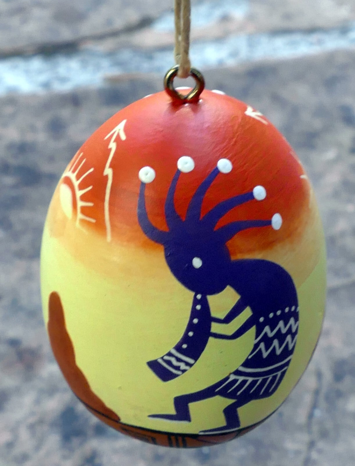 Kokopelli native american dance horn design gourd christmas ornament