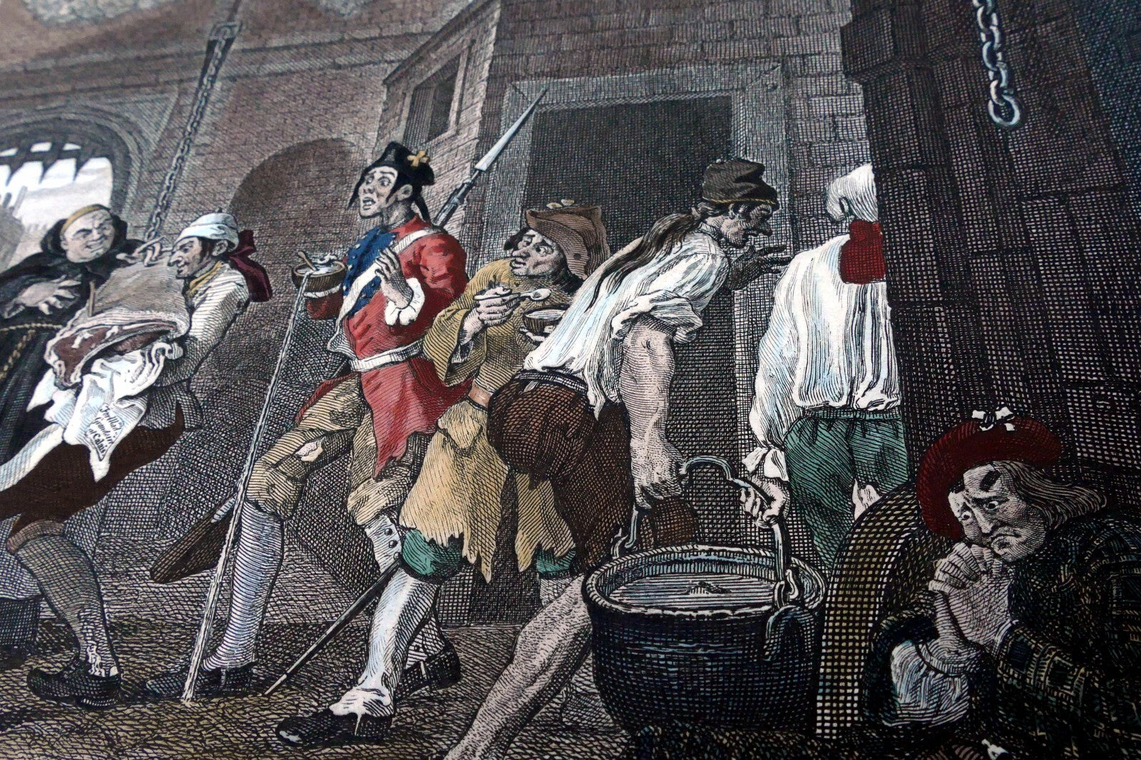 Gate of Calais England 1749  Print William Hogarth Antique Steel Engraving