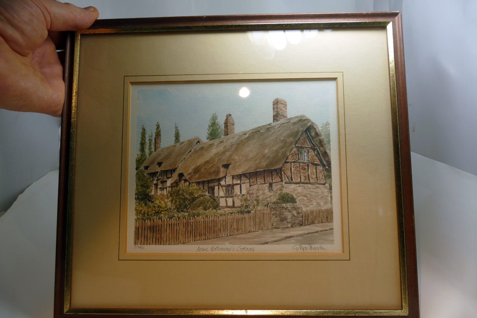 ANN HATHAWAYS COTTAGE - PRINT Glyn Martin Signed Numbered Framed
