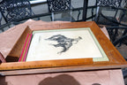 Sunfisher signed Frederic Remington cowboy on a horse framed  13X17"
