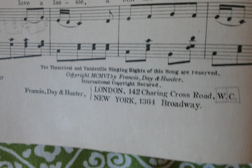 I Love a Lassie, 1906, by Harry Lauder and Gerald Grafton, Francis, Day & Hunter