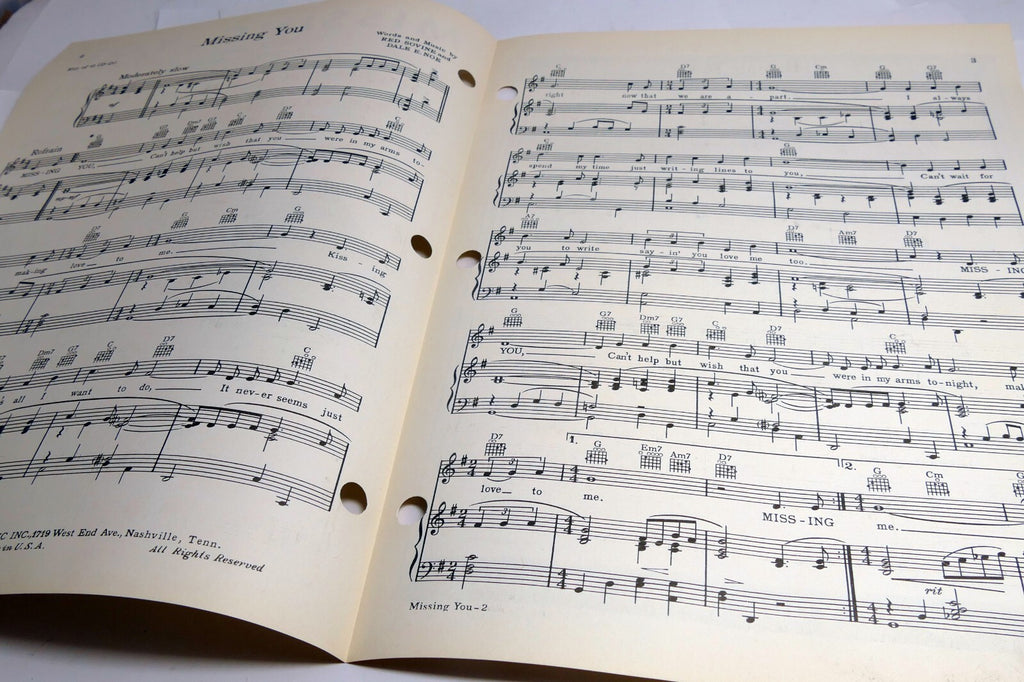 Missing You Red Sovine Dale Noe 1961 Sheet Music