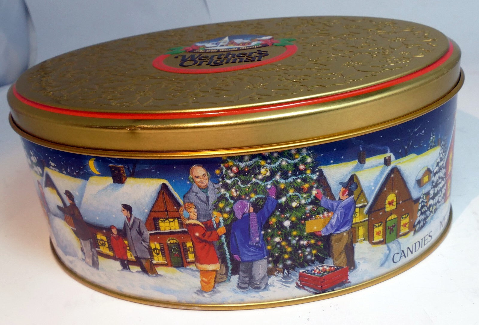Werther's original candy tin empty container christmas eve family snow winter