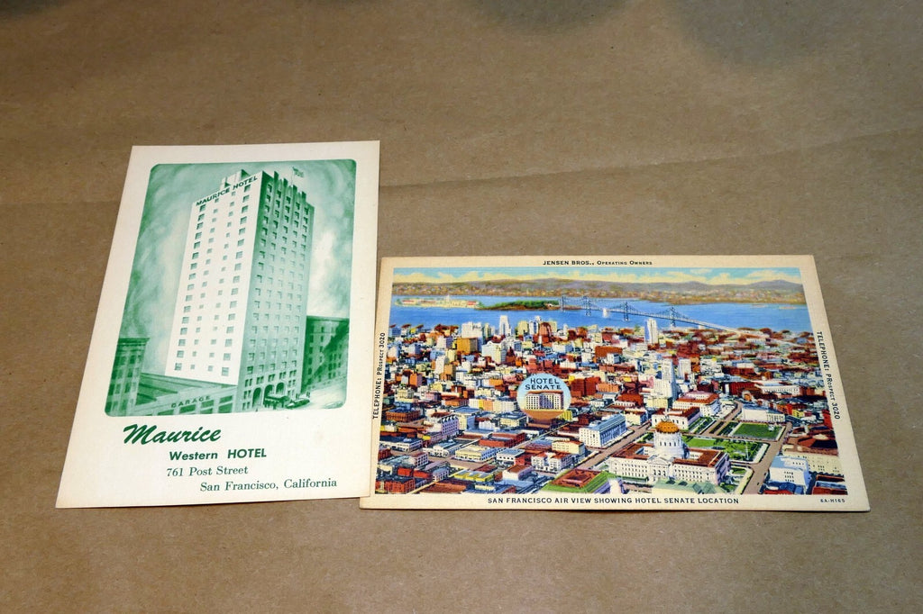 Unposted postcard lot from 1940's maurice western hotel   senate san francisco