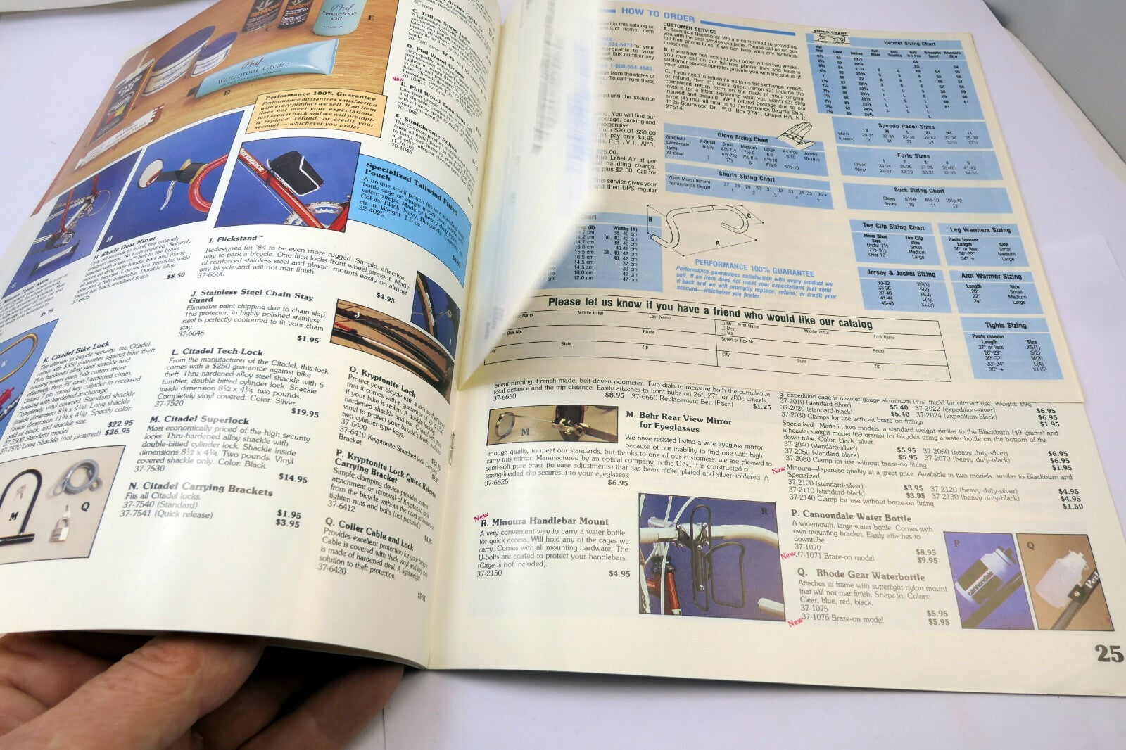 Performance Bicycle Shop Magazine Spring 1995 Sale Booklet price list
