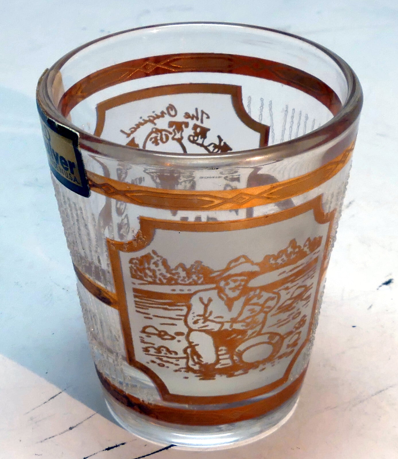 Bucket blood saloon 1876 virginia city nevada usa shot glass 22k gold culver
