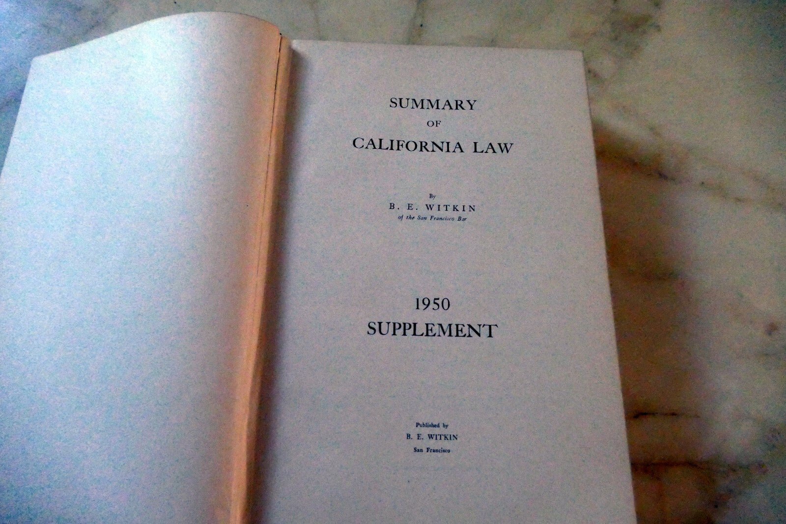 Summary of California Law 1950 Witkin Supplement San Francisco USA