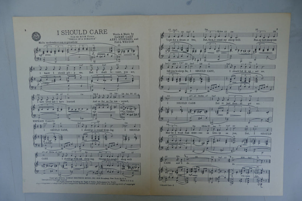 I Should Care 1944 from Thrill Of A Romance musical by Samy Kahn and others