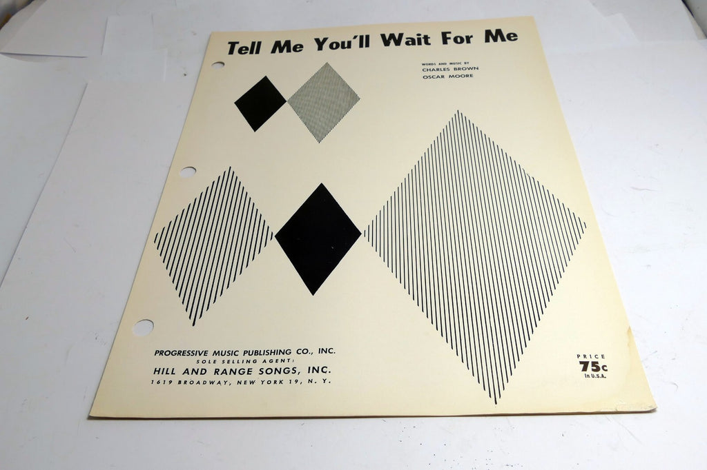 Tell Me You'll Wait For Me Brown Moore  1945  Sheet Music Ray Charles