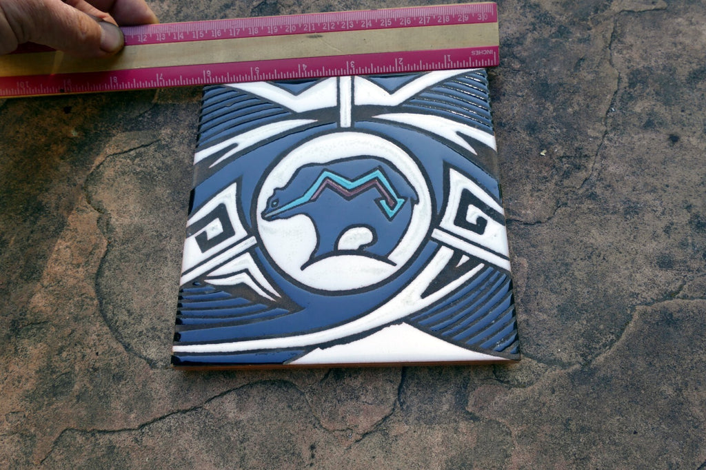 Mag Mor Studios Christine Fitzgerald Hand Painted Tile Santa Fe BEAR  Native USA