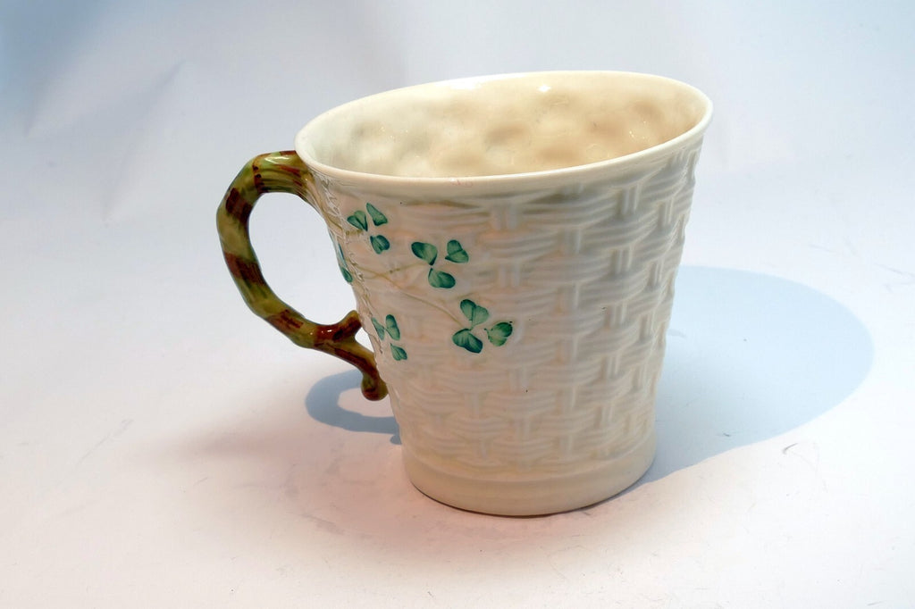 Belleek Ireland Shamrock Basket Weave Coffee Tea Mug Cup  Ivory china