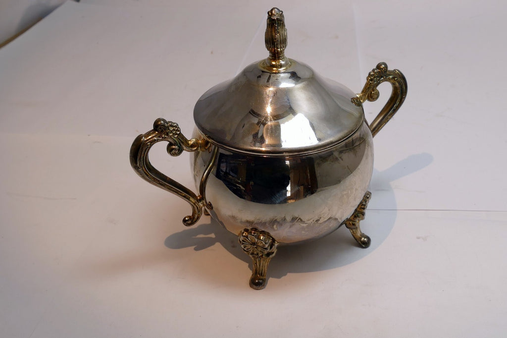 SILVER  PLATE  SUGAR BOWL with lid made in Indonesia