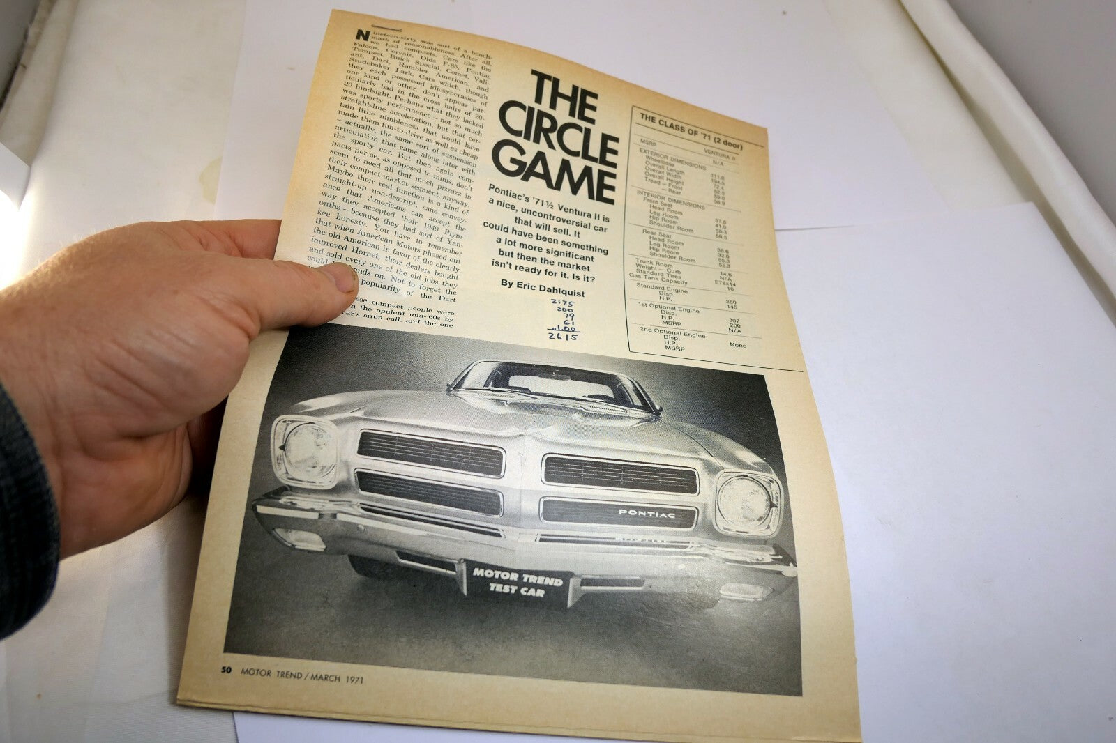 Pontiac Ventura II 1971 Car Magazine clippings Advertisement  Ad (Motor trend)