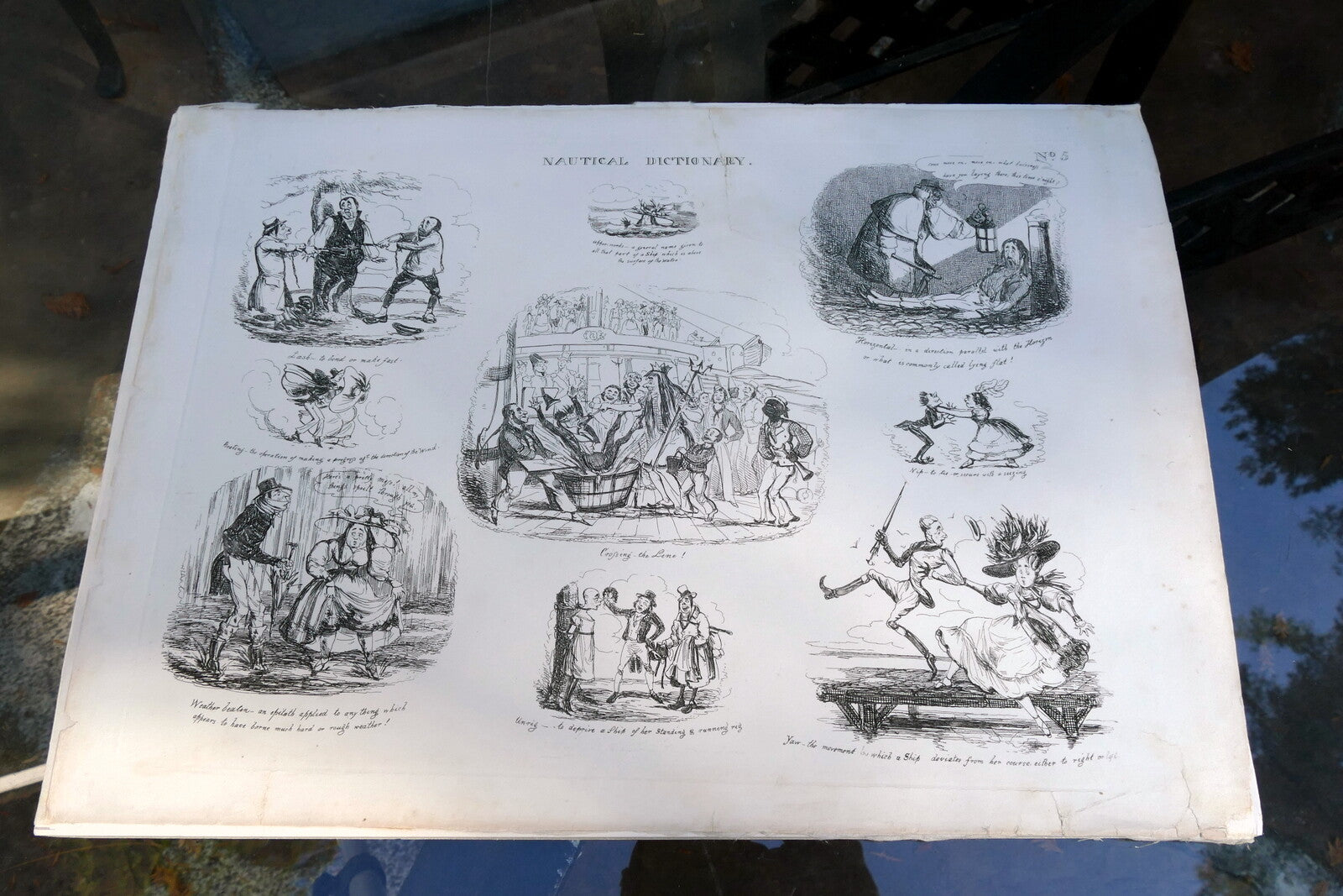 NAUTICAL DICTIONARY No 5 HENRY HEATH CARICATURE PRINT  1840 Victorian
