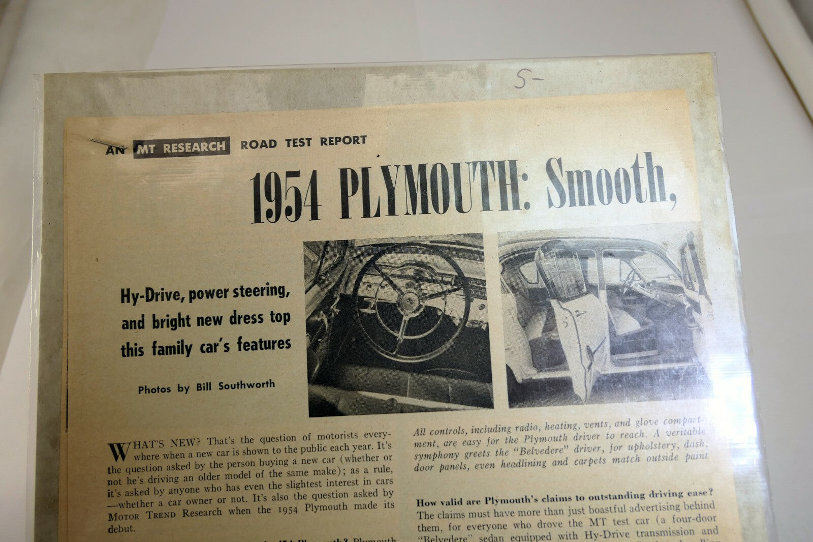1954 Plymouth Road test Report Motor Trend Magazine clippings advertisement Ad
