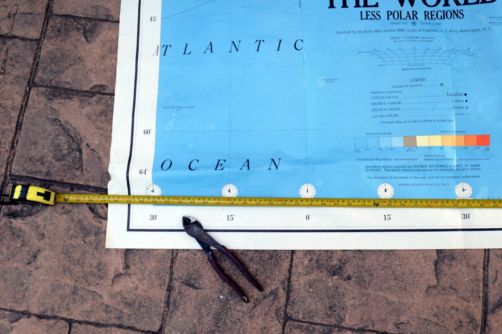 South Africa S. Atlantic OCEAN - 40X56" extra Large MAP