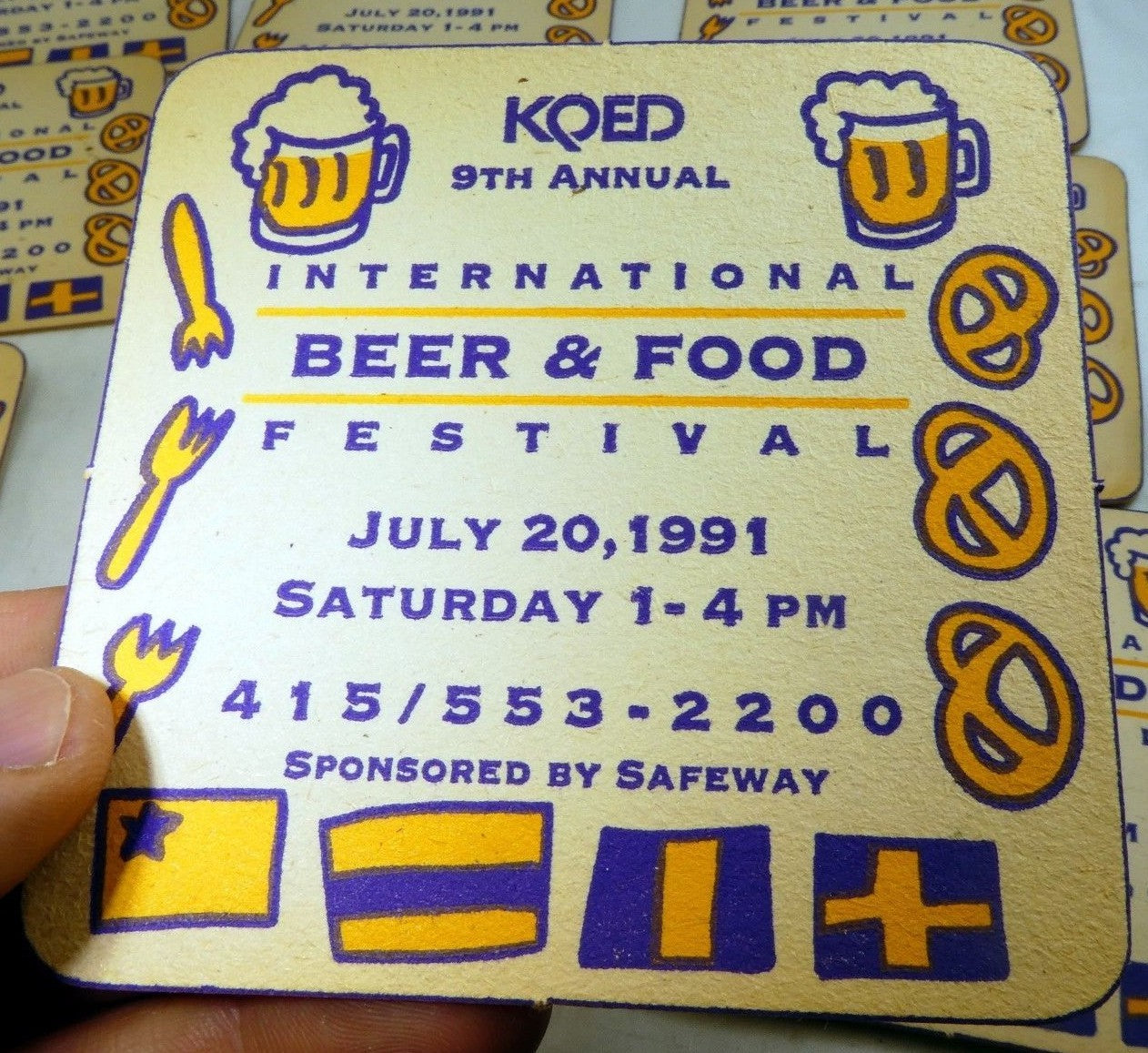 Kqed beer & food festival 1991 bar coaster beer lot of 10