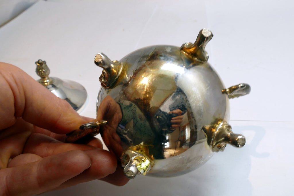 SILVER  PLATE  SUGAR BOWL with lid made in Indonesia