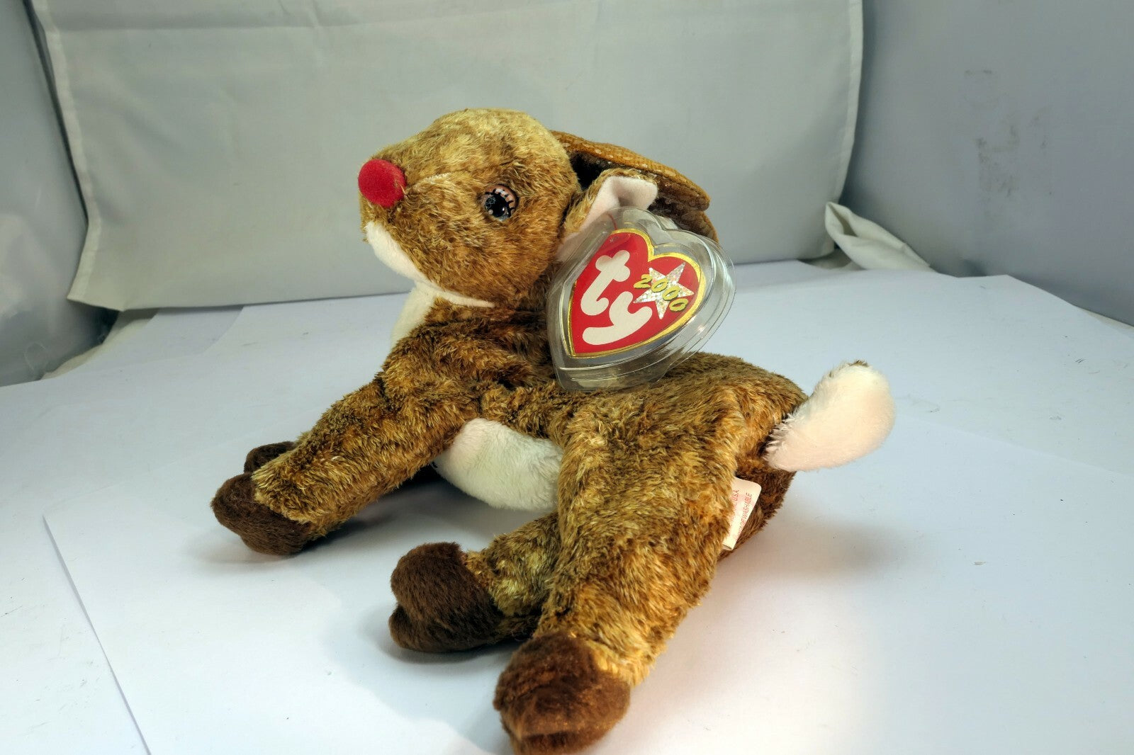 TY Beanie Baby Roxie ( 2000 Collection ) Reindeer RED nose deer Christmas