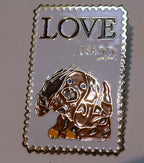 Usps love series (love birds) 22c us stamp collectible puppy enamel pin   mint