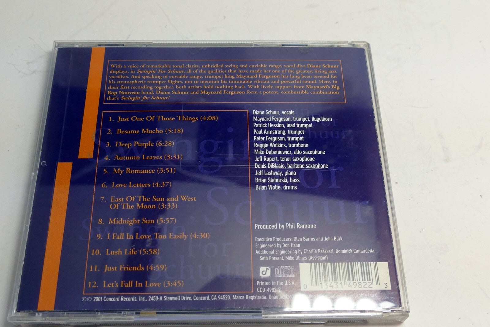 Cover ART Only Diane Schuur Maynard Ferguson Swing CCD-4982-2 ( NO CD included)